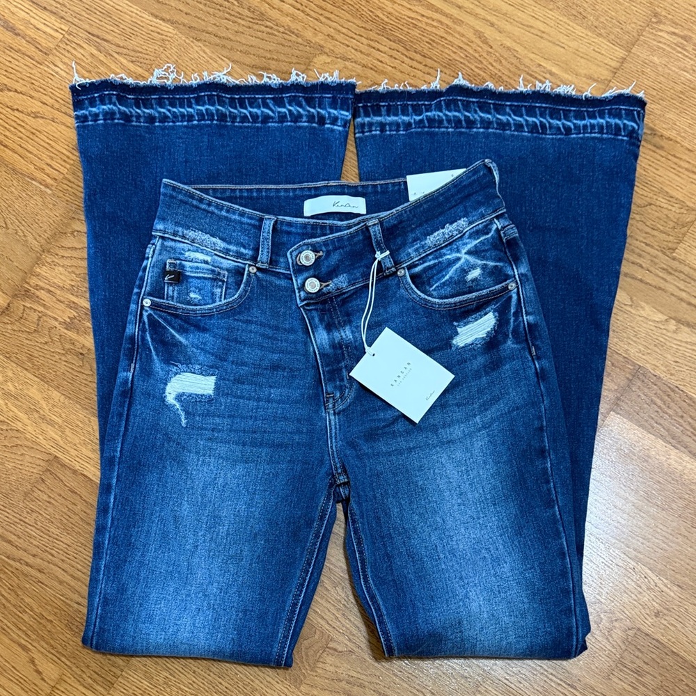 KanCan Women's Dark Blue Flare Jeans